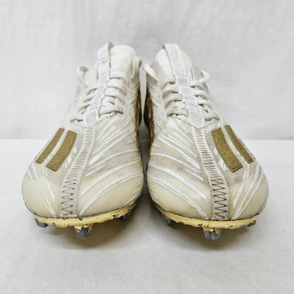 Adidas Adizero Football Cleats GX5122 White Metallic Gold Mens Size 8